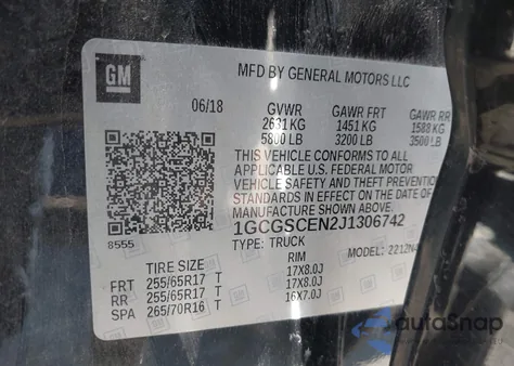 2018 Chevrolet Colorado Lt z USA, uszkodzony, nr VIN 1GCGSCEN2J1306742